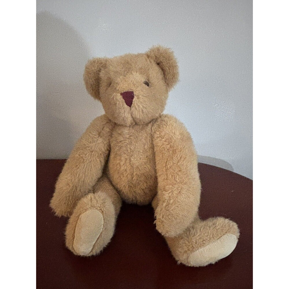 Vintage Vermont Teddy Bear Company '92 Jointed Bear Suede Paws Tan Hair Brn Nose